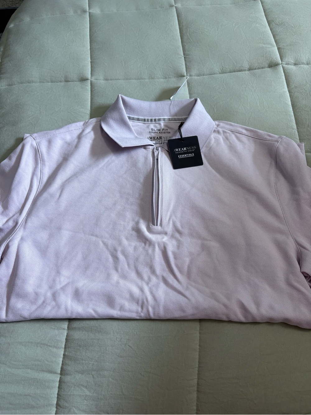 Kenneth Cole Men's Light Lavender Zip Polo